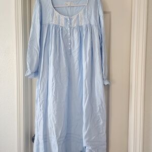 Eileen West Light Blue Cotton Nightgown Victorian Style Medium